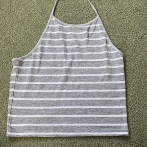 grey and white stripe halter top